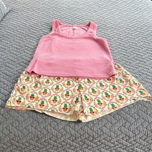 BedHead Pink Tank Top with Pineapple Print Sleep Shorts-medium